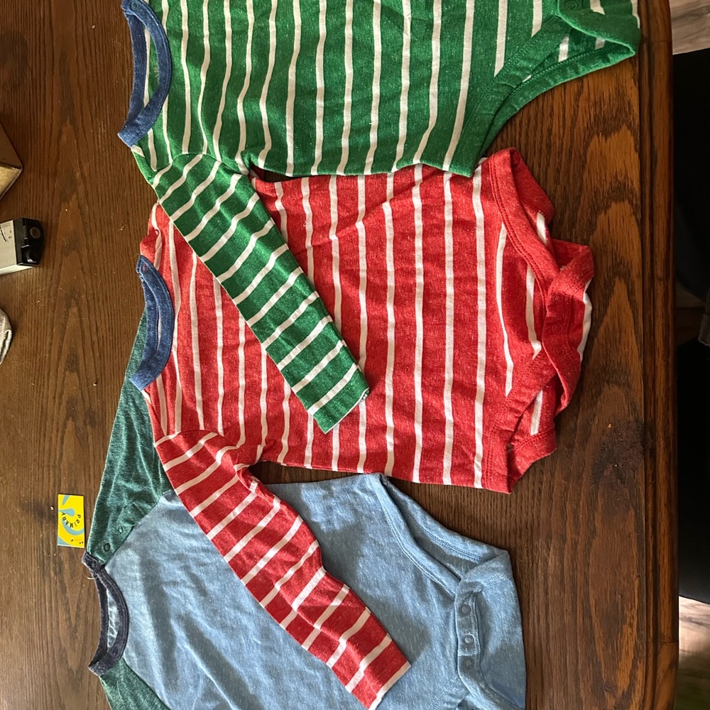 Striped Kids Long Sleeve Shirts - Red, Green, Blue